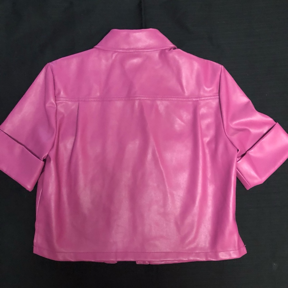 STAUD Button Down pink pleather/polyester jacket - image 2